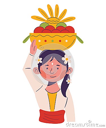 nyepi woman culture Vector Illustration