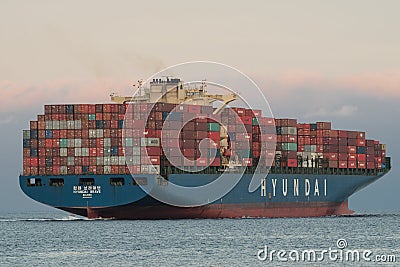 Hyundai Container Ship Editorial Stock Photo