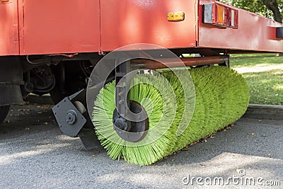 Nylon brush of the Road sweeper Stock Photo