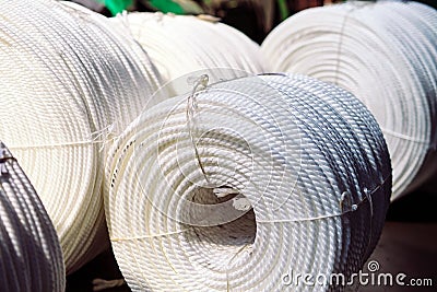 Nylon rope factory, rope factory, rubber production. Stock Photo