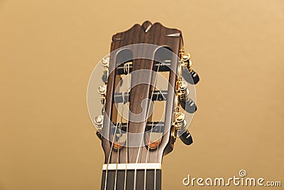 A nylon string guitar's headstock Stock Photo