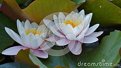 Nymphaea alba - Waterlily - Aquatic vegetation Stock Photo