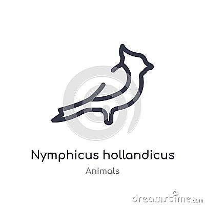 nymphicus hollandicus outline icon. isolated line vector illustration from animals collection. editable thin stroke nymphicus Vector Illustration