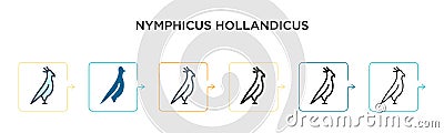 Nymphicus hollandicus vector icon in 6 different modern styles. Black, two colored nymphicus hollandicus icons designed in filled Vector Illustration