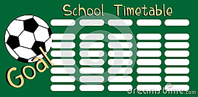 Timetable for elementary school, with football. Vector Illustration