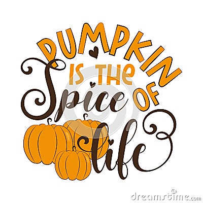 Pumpkin is the spice of life -funny autumnal saying with pumkins Vector Illustration