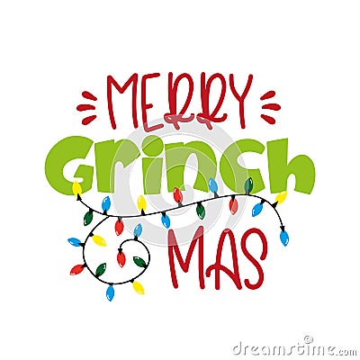 Merry Grinchmas- funny Christmas greeting vector illustration Vector Illustration