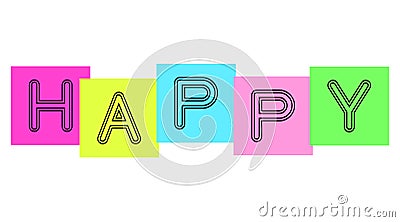 Vector message text HAPPY word, fashion paper background, pastel colors Vector Illustration