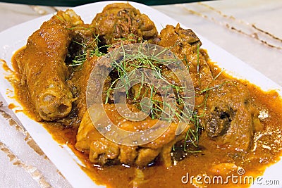 Nyonya Chicken Curry Kapitan Dish Closeup Stock Photo