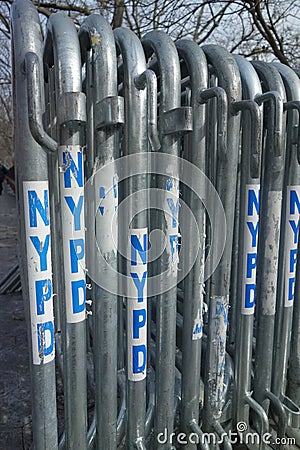 NYPD Barricades Editorial Stock Photo