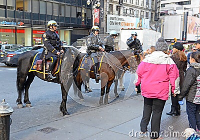 NYPD Mounted Police Unit on the streets of Manhattan. Editorial Stock Photo