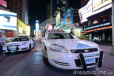 NYPD police car in Times Square Editorial Stock Photo