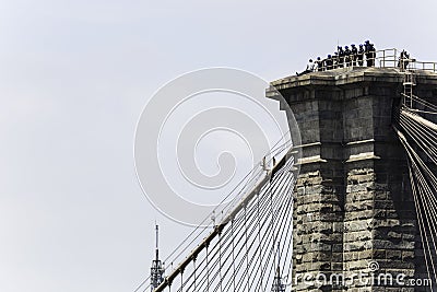 NYPD rescues man who climbed to top of Brooklyn Bridge Editorial Stock Photo