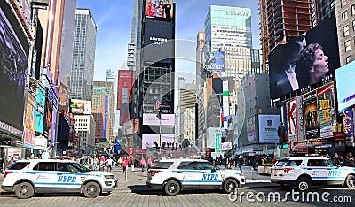 NYPD Security In Times Square Editorial Stock Photo