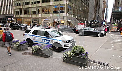 NYPD vehicle parked on 6th Avenue Editorial Stock Photo