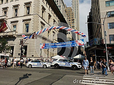 Bastille Day on 60th Street, NYPD High Security, NYC, NY, USA Editorial Stock Photo