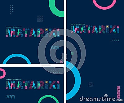 NZ matariki colourful abstract title Stock Photo