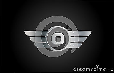 O alphabet letter logo icon for business and company with wings design Vector Illustration