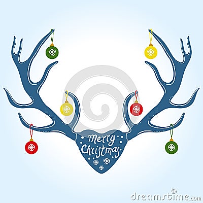 Christmas decoration on Reindeer horns, vector illustration Vector Illustration