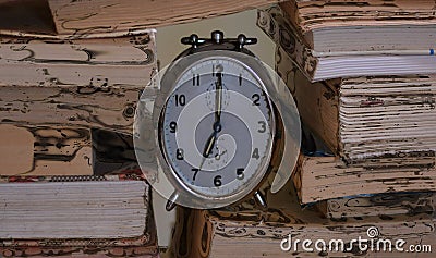 at 7 o`clock in the morning the books for the school are waiting for us Stock Photo