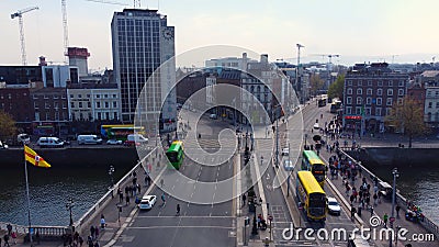 O Connell Bridge in the city center of Dublin - view from above Editorial Stock Photo