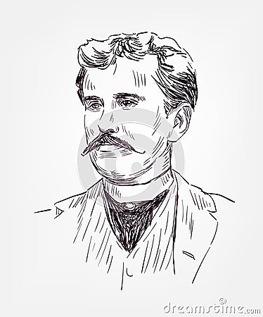 O Henry William Sydney Porter novelist sketch style vector portrait Stock Photo