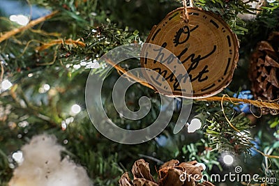 O holy night christmas ornament on the tree Stock Photo