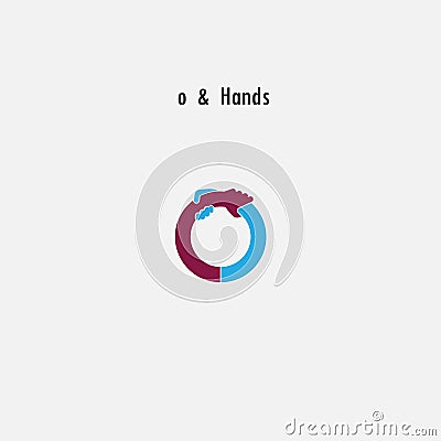 o- Letter abstract icon and hands logo design vector template.Business offer and partnership symbol.Hope and help Vector Illustration