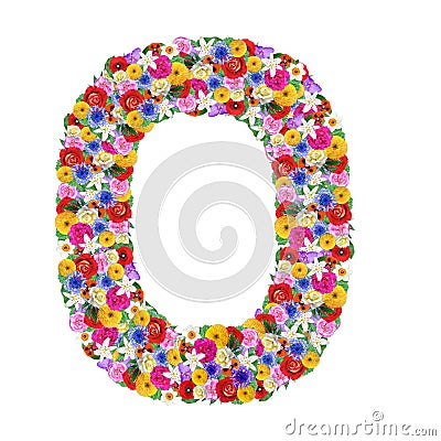 O, letter of the alphabet in different flowers Stock Photo