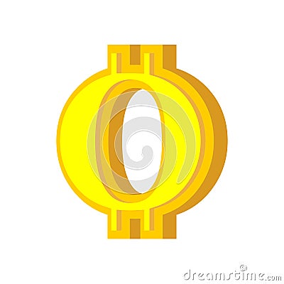 O letter bitcoin font. Cryptocurrency alphabet. Lettering virtual money. Vector illustration Vector Illustration