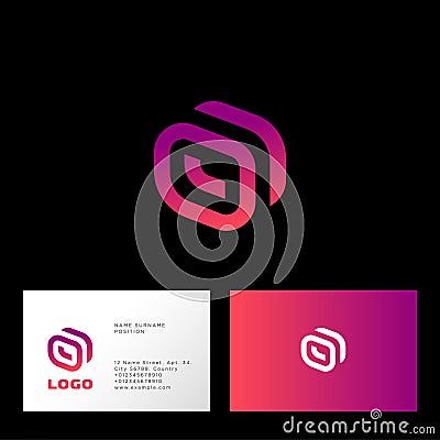 O monogram. Round gradient logo. Bound lines emblem. Vector Illustration