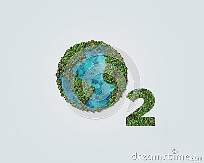 O2 - oxygen symbol. Nature concept design Stock Photo