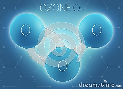 O3 ozone 3d molecule isolated on abstract background Stock Photo