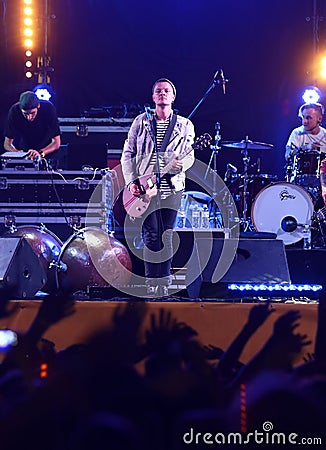 O.Torvald band performs on stage during rock-concert Editorial Stock Photo