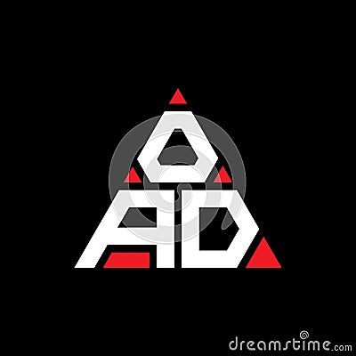 OAD triangle letter logo design with triangle shape. OAD triangle logo design monogram. OAD triangle vector logo template with red Vector Illustration