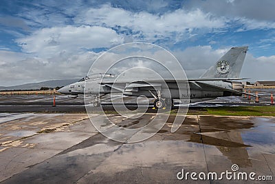 VF-31 Tomcat fighter jet outside Pearl Harbor Aviation Museum, Oahu, Hawaii, USA Editorial Stock Photo