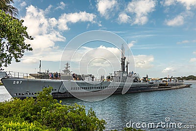 Submarine USS Bowfin in Pearl Harbor, Oahu, Hawaii, USA Editorial Stock Photo