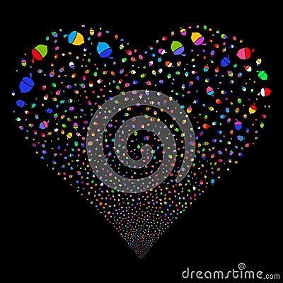 Oak Acorn Fireworks Heart Vector Illustration