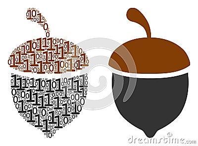 Oak Acorn Composition of Binary Digits Vector Illustration