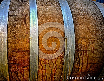 Oak barrel for fermenting beer Stock Photo