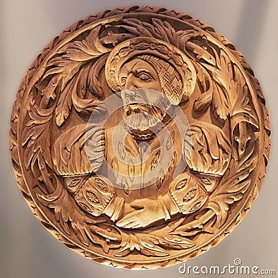 Oak carving head of King James V, Stirling Castle Scotland Editorial Stock Photo