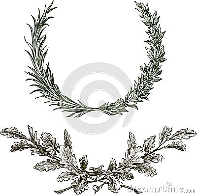 Oak and laurel branches Vector Illustration