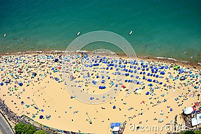 Mass tourists at Oak Street beach in Chicago, IL. USA Editorial Stock Photo