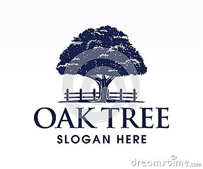 Oak tree, logo, silhouette, icon. Vector Illustration