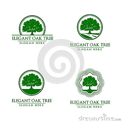 Oak, tree, logo Stock Photo