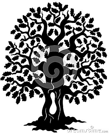 Oak tree silhouette Vector Illustration