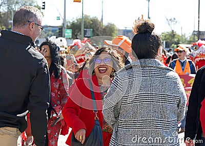 Nikki Fortunato Bas arriving for the opening ceremony for 2nd annual Lunar New Year Parade Editorial Stock Photo