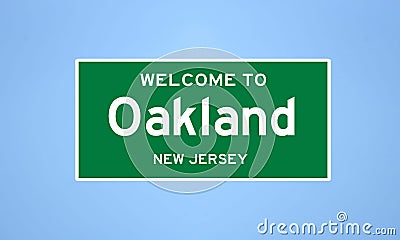 Oakland, New Jersey city limit sign. Town sign from the USA. Stock Photo