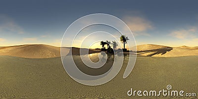 Oasis in the desert, HDRI, environment map, spherical panorama Stock Photo