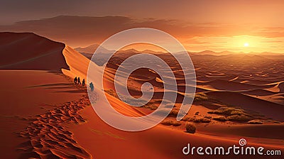 oasis desert holiday Cartoon Illustration